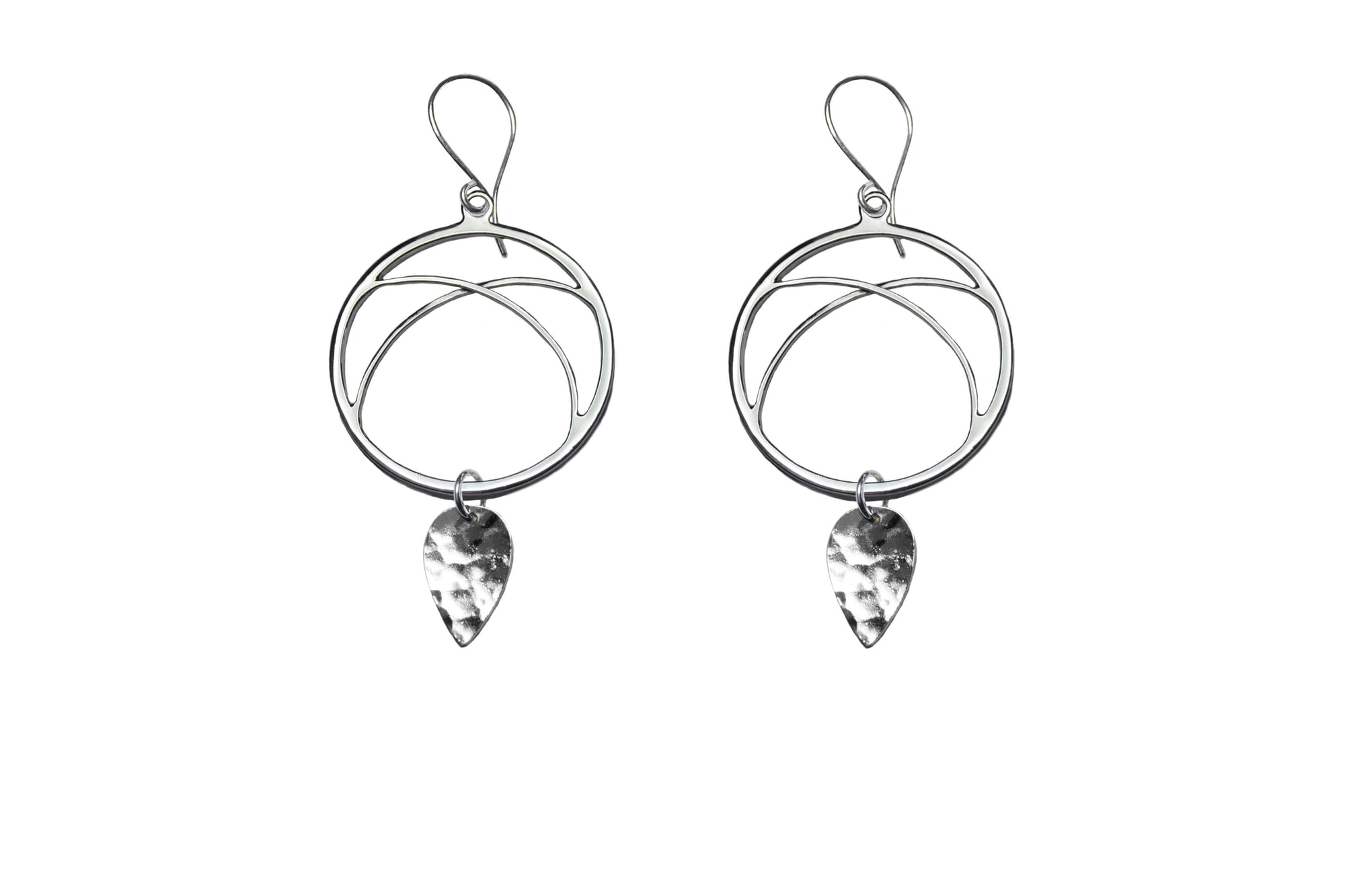 Handmade sterling silver arc hoop earrings