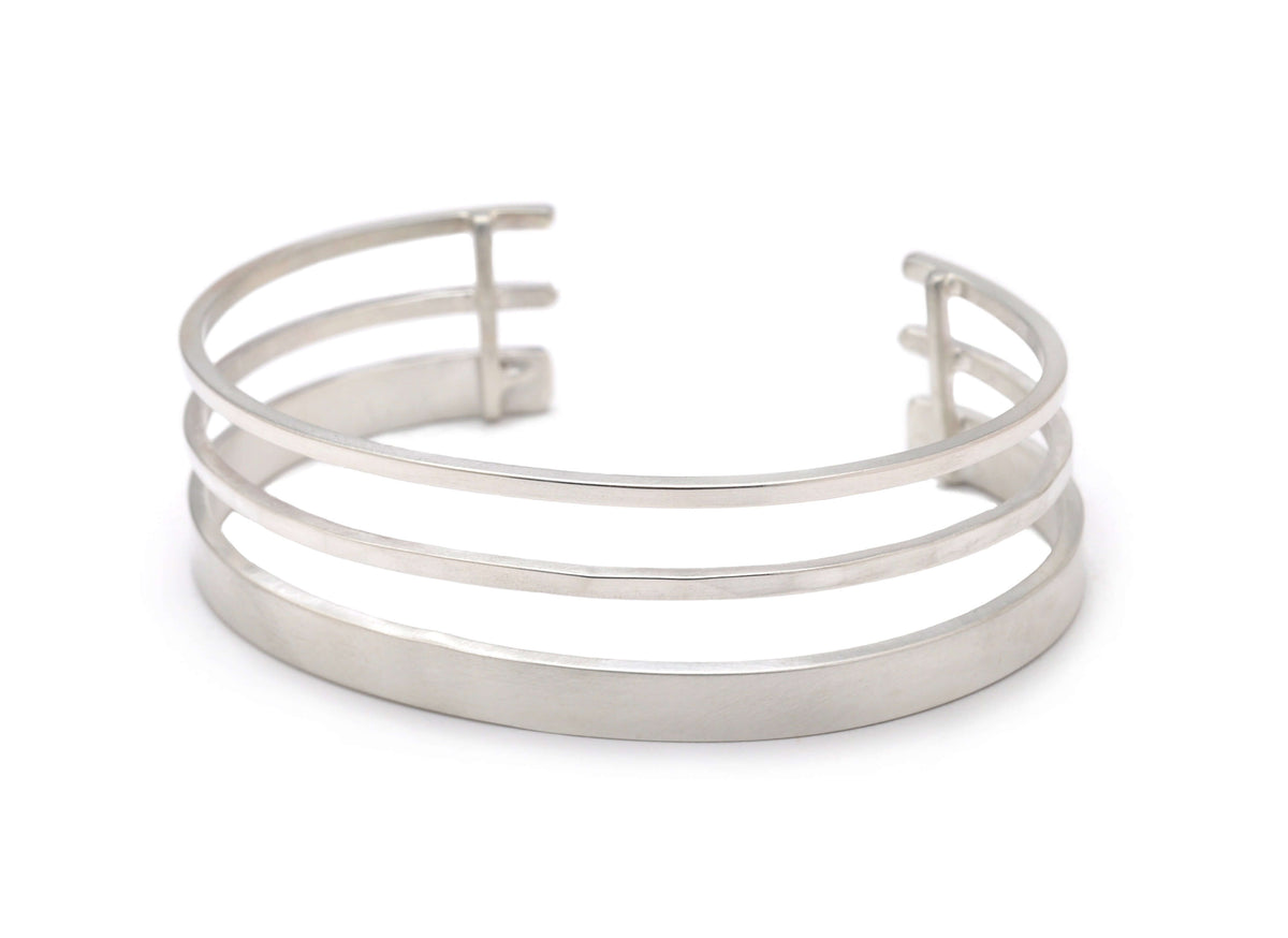 A sterling silver multi strand cuff bracelet