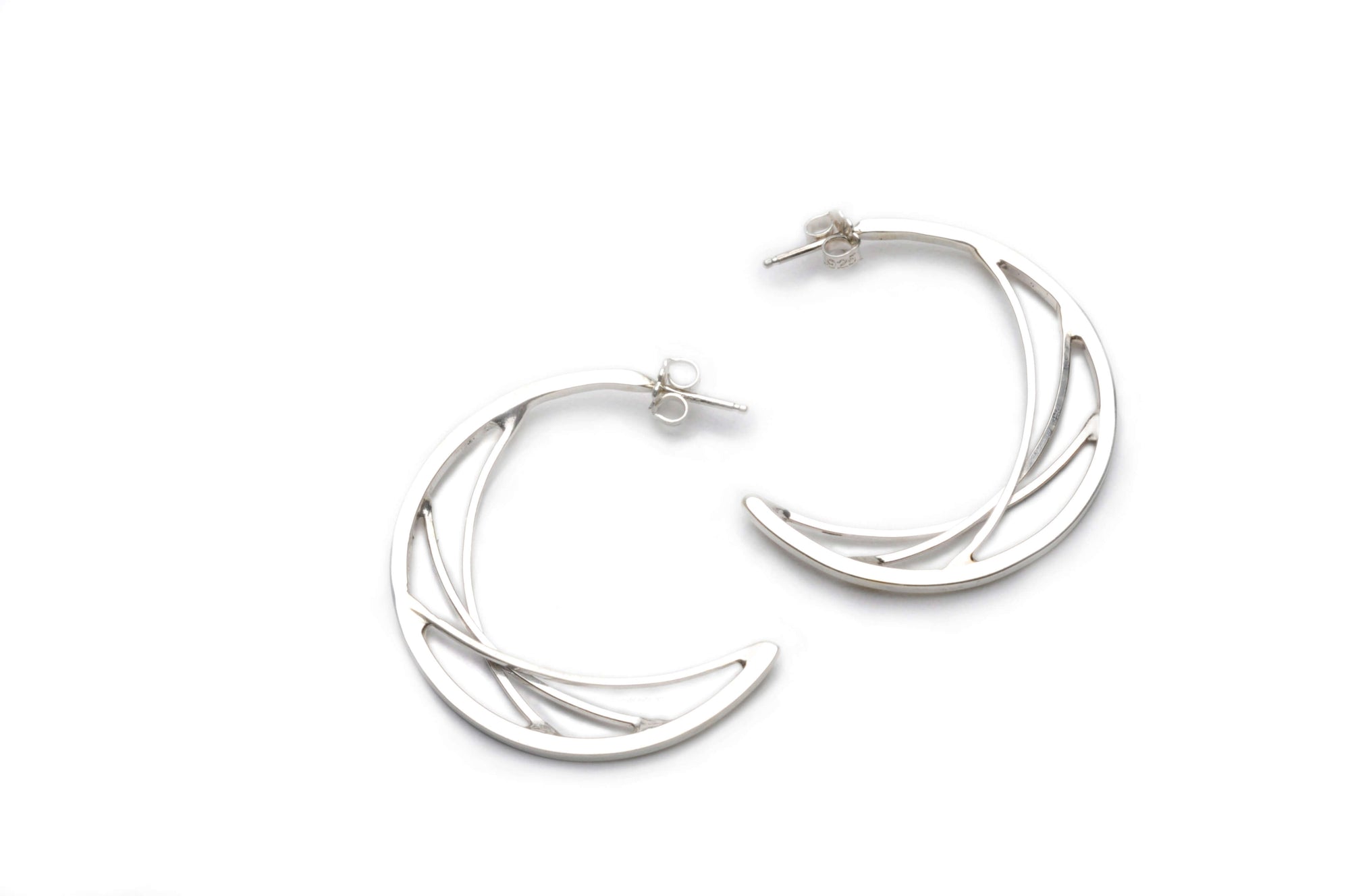 silver crescent hoop earrings